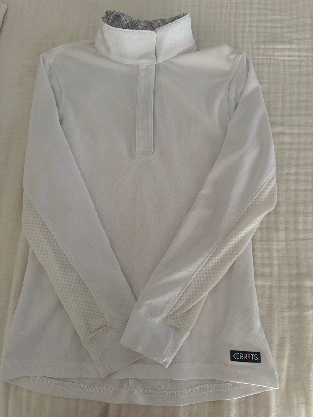 Kerrits White Kids Long-Sleeve Show Shirt with Mock Collar